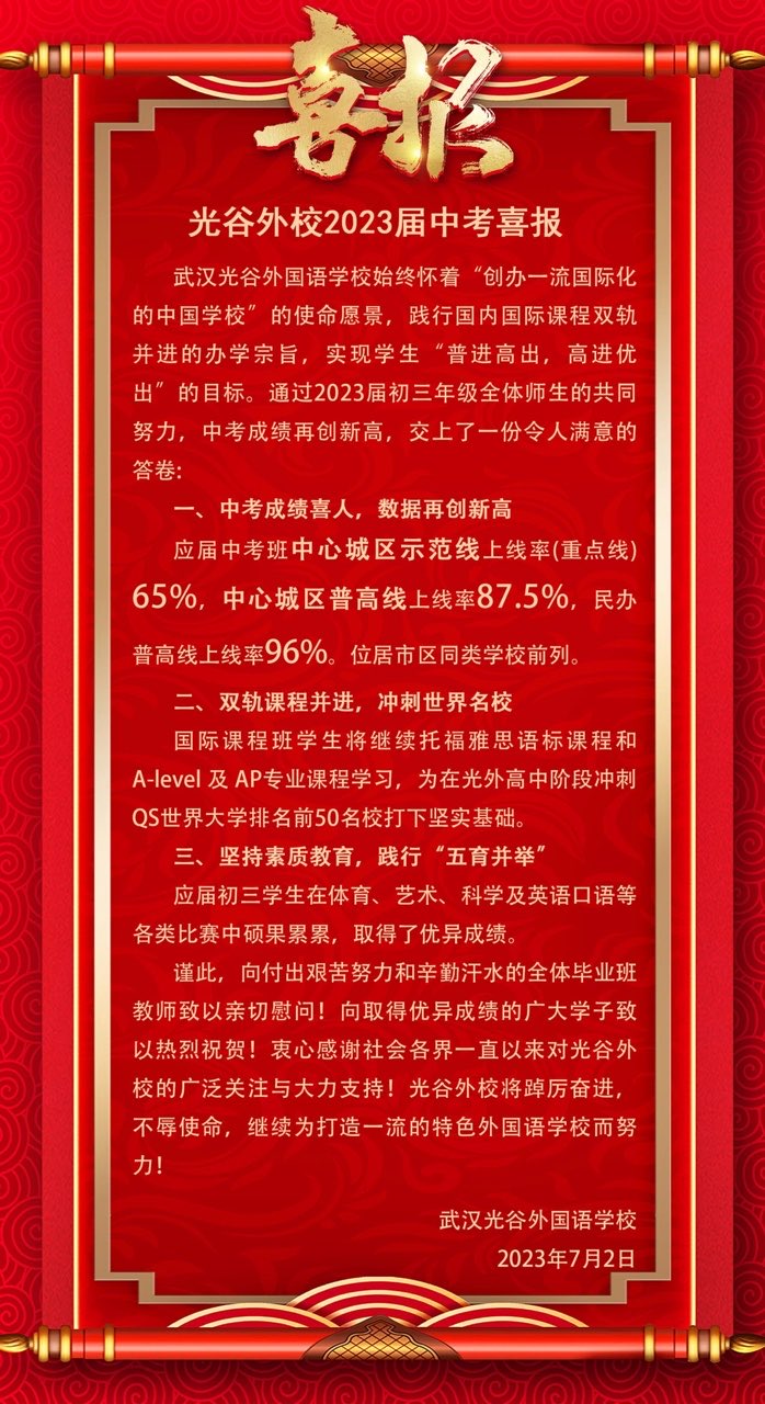 023年武汉部分中学中考成绩（更新中）"