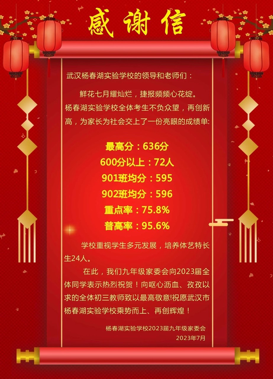 023年武汉部分中学中考成绩（更新中）"